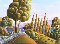 PAST THE OLD COTTAGES, COUNTY ANTRIM by George Callaghan at Ross's Online Art Auctions