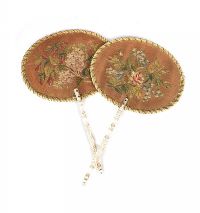 PAIR OF EMBROIDERED HAND FANS at Ross's Online Art Auctions