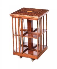 INLAID MAHOGANY REVOLVING BOOKCASE at Ross's Online Art Auctions