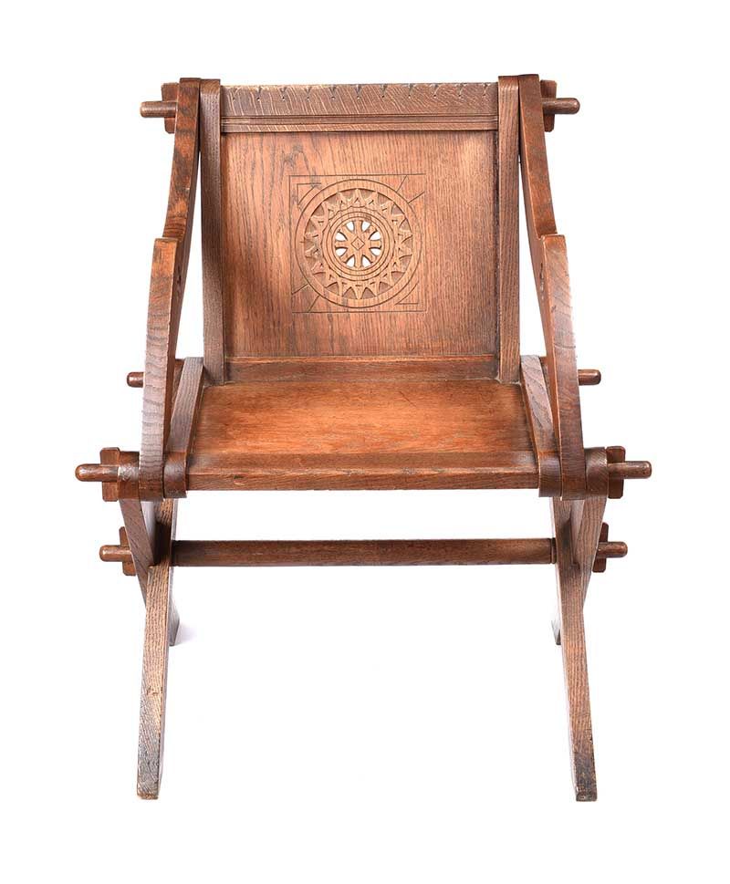 VICTORIAN OAK GOTHIC HALL CHAIR at Ross's Online Art Auctions