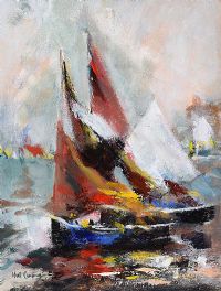 BOATS AT DINGLE, COUNTY ANTRIM by Niall Campion at Ross's Online Art Auctions