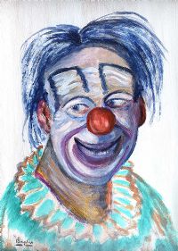 CLOWN WEARING A WIG by James Bingham at Ross's Online Art Auctions