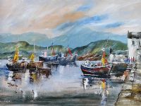 BOATS AT BALLINAKILL, CONNEMARA by Niall Campion at Ross's Online Art Auctions