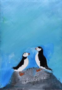 PUFFIN BIRDS by Jeff Adams at Ross's Online Art Auctions
