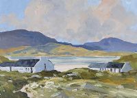 COTTAGES, DONEGAL by Hugh McIlfatrick at Ross's Online Art Auctions