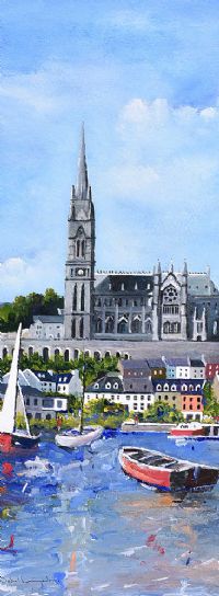 COBH HARBOUR VILLAGE & CATHEDRAL, COUNTY CORK by Sean Lorinyenko at Ross's Online Art Auctions