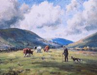 TENDING THE CATTLE by Charles McAuley at Ross's Online Art Auctions