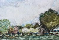 LANDSCAPE WITH TREES by Basil Blackshaw HRHA HRUA at Ross's Online Art Auctions