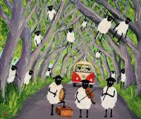 ANDY PAT'S WANDERING SHEEP PLAY AT THE DARK HEDGES by Andy Pat at Ross's Online Art Auctions