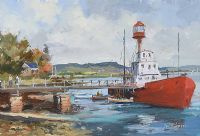 THE LIGHTSHIP AT BALLYDORN, STRANGFORD LOUGH by Colin Gibson at Ross's Online Art Auctions