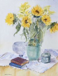 HELIANTHUS & BOOKS by Barbara Dunne at Ross's Online Art Auctions