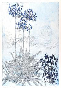 AGAPANTHUS & MOONSCAPE by Patrick Hickey RHA at Ross's Online Art Auctions