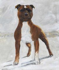 STAFFORDSHIRE BULL TERRIER by Stephen McKeown at Ross's Online Art Auctions