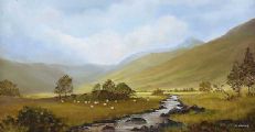 GRAZING BY THE RIVER by George Hanna at Ross's Online Art Auctions
