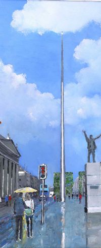 THE SPIRE & GPO, DUBLIN CITY by Sean Lorinyenko at Ross's Online Art Auctions