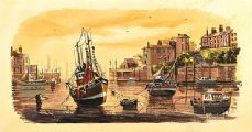 FISHING BOATS IN A HARBOUR by W.H. Stockman at Ross's Online Art Auctions