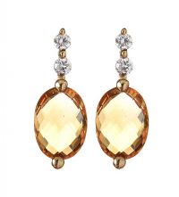 9CT GOLD DIAMOND AND CITRINE EARRINGS at Ross's Online Art Auctions