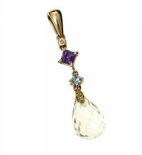 9CT GOLD PERIDOT, AMYTHYST AND BLUE TOPAZ PENDANT at Ross's Online Art Auctions