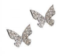 18CT WHITE GOLD BUTTERFLY DIAMOND EARRINGS at Ross's Online Art Auctions