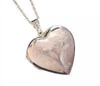 STERLING SILVER HEART-SHAPED LOCKET NECKLACE at Ross's Online Art Auctions