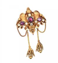 VICTORIAN 9CT GOLD GARNET AND WHITE SAPPHIRE BROOCH at Ross's Online Art Auctions