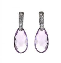 9CT WHITE GOLD AMETHYST AND DIAMOND DROP EARRINGS at Ross's Online Art Auctions