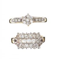 ONE 9CT GOLD AND ONE GOLD TONE CRYSTAL RINGS at Ross's Online Art Auctions