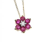 9CT GOLD RUBY AND DIAMOND NECKLACE at Ross's Online Art Auctions