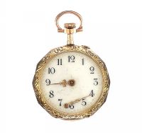 
ANTIQUE 14CT GOLD ENAMEL DIAMOND-SET OPEN-FACED LADY'S POCKET WATCH at Ross's Online Art Auctions