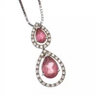 18CT WHITE PINK TOURMALINE AND DIAMOND NECKLACE at Ross's Online Art Auctions