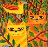 TWO CATS & A BIRD by Graham Knuttel at Ross's Online Art Auctions