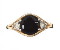 9CT GOLD ONYX AND DIAMOND RING at Ross's Online Art Auctions