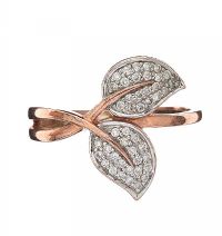 9CT ROSE GOLD DIAMOND LEAF RING at Ross's Online Art Auctions