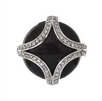 GEORGINI STERLING SILVER RHODIUM PLATED BLACK STONE RING at Ross's Online Art Auctions
