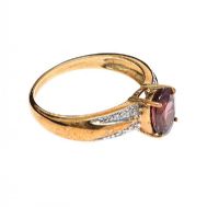 9CT GOLD CINNAMON ZIRCON AND DIAMOND RING at Ross's Online Art Auctions