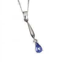 
9CT WHITE GOLD TANZANITE AND DIAMOND NECKLACE at Ross's Online Art Auctions