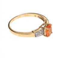 9CT GOLD ORANGE SAPPHIRE AND DIAMOND RING at Ross's Online Art Auctions