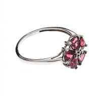 9CT WHITE GOLD PINK FLOWER RING at Ross's Online Art Auctions