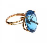 GOLD TONE BLUE STONE RING at Ross's Online Art Auctions