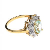 18CT GOLD GREEN STONE AND DIAMOND RING at Ross's Online Art Auctions