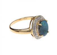 9CT GOLD DIAMOND AND OPAL DOUBLET RING at Ross's Online Art Auctions