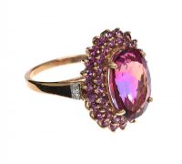 9CT GOLD PINK STONE RING at Ross's Online Art Auctions