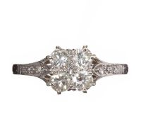 18CT WHITE GOLD AND PLATINUM AND DIAMOND RING at Ross's Online Art Auctions