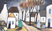 ON THE PATH IN THE VILLAGE by Irish School at Ross's Online Art Auctions