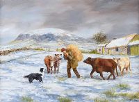 WINTER FODDER NEAR SLEMISH by Noel Shaw at Ross's Online Art Auctions