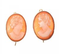 9CT GOLD MOUNTED CAMEO EARRINGS at Ross's Online Art Auctions