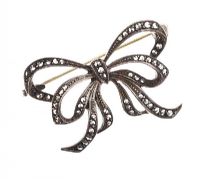 STERLING SILVER MARCASITE BOW BROOCH at Ross's Online Art Auctions