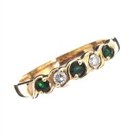 14CT GOLD GREEN STONE AND DIAMOND RING at Ross's Online Art Auctions