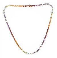 9CT GOLD MULTI-GEM NECKLACE at Ross's Online Art Auctions