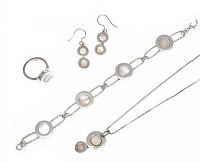 SUITE OF STERLING SILVER MOTHER OF PEARL JEWELLERY at Ross's Online Art Auctions
